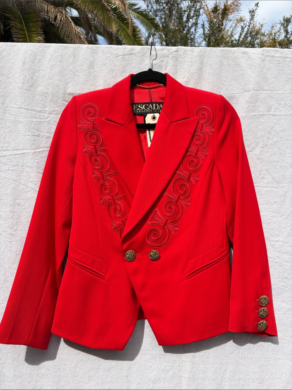 Escada Red Embroidered Double-Breasted Blazer